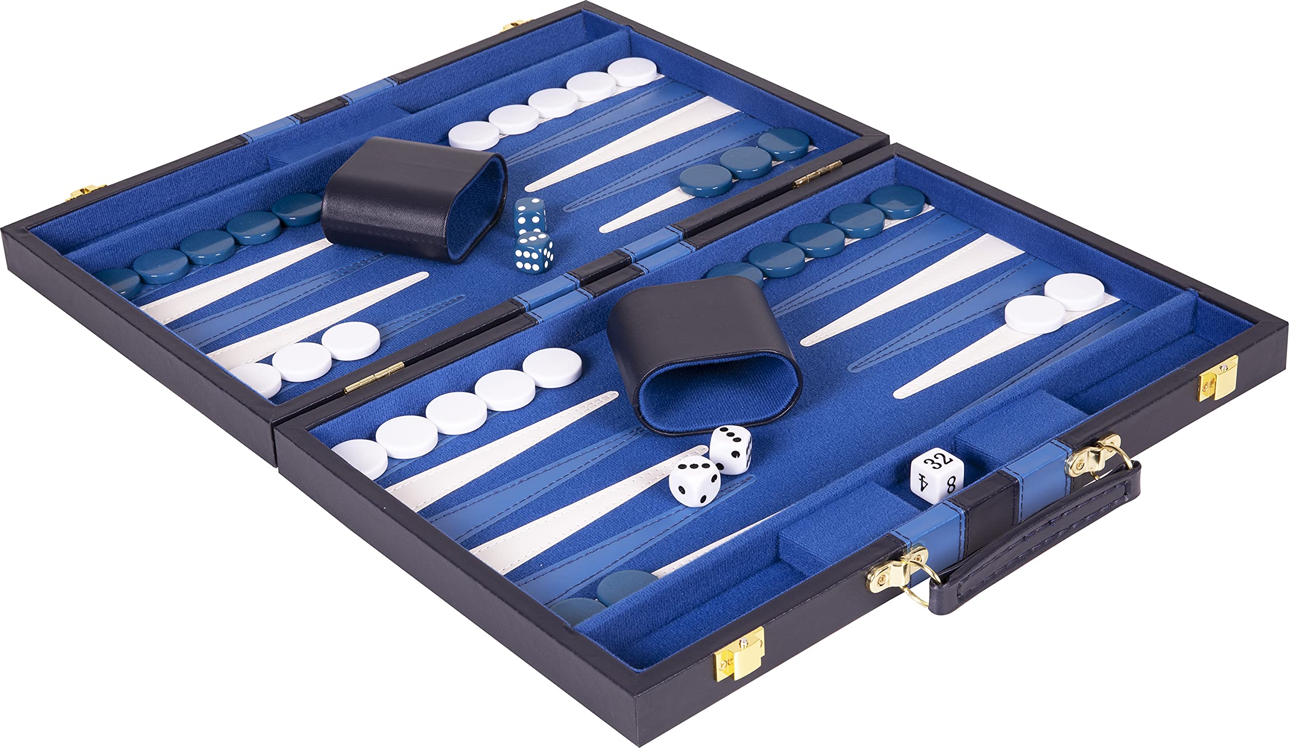 Crazy Games Backgammon Set - Classic Small Blue 11 Inch Backgammon Sets for Adults Board Game with Premium Leather Case - Best Strategy & Tip Guide (Blue, Small)
