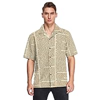 Vintage Newspaper Men's Hawaiian Shirts Short Sleeve Button Down Vacation Mens Beach Shirts