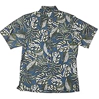 Men's Reverse Leaf Pod Hawaiian Shirt, Blue, XL