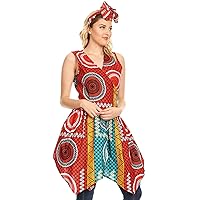 Sakkas Vale Womens African Ankara Sleeveless Short Cocktail Wrap Dress with Pocket