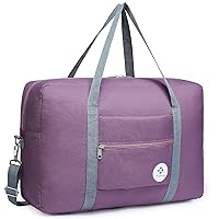 Narwey For Spirit Airlines Foldable Travel Duffel Bag Tote Carry on Luggage Sport Duffle Weekender Overnight for Women and Girls (3112 Purple ( with Shoulder Strap))