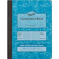 Pacon MMK37160 Composition Book, Narrow Rule, Blue Cover, 9.75 x 7.5, 200 Pages
