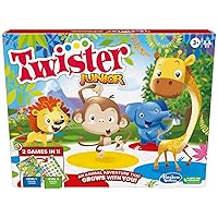 Twister Junior Game, Animal Adventure 2-Sided Mat, 2 Games in 1, Party Game for Kids Ages 3 and Up, Indoor Game for 2-4 Players