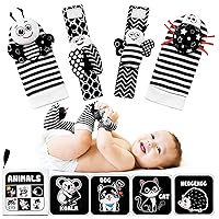Baby Rattles Toys for 0-12 Month: Infant Toys 0-6 Months Baby Socks and Wrist Rattle Newborn Toys Baby Gifts for Boys and Girls - High Contrast Baby Toys for Newborn Infant Books Hand & Foot Toys