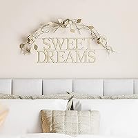 Bedroom Wall Decor - Sweet Dreams Decorative Wall Sign - Home Accent 3D Word Art - Modern Rustic or Vintage Farmhouse Style (White)