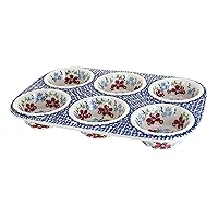 Blue Rose Polish Pottery Red Poppy Muffin Pan