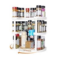 Allstar Innovations Spice Spinner Three-Tiered Spice Organizer & Holder That Saves Space, Keeps Everything Neat, Organized & Within Reach With Dual Spin Turntables- White