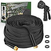Garden Hose 100ft, Flexible Hose with 10 Function Hose Nozzle, Non-Expandable, Lightweight, Kink-Free and Easy Storage Water Hose for Outdoor, Watering, Car Wash