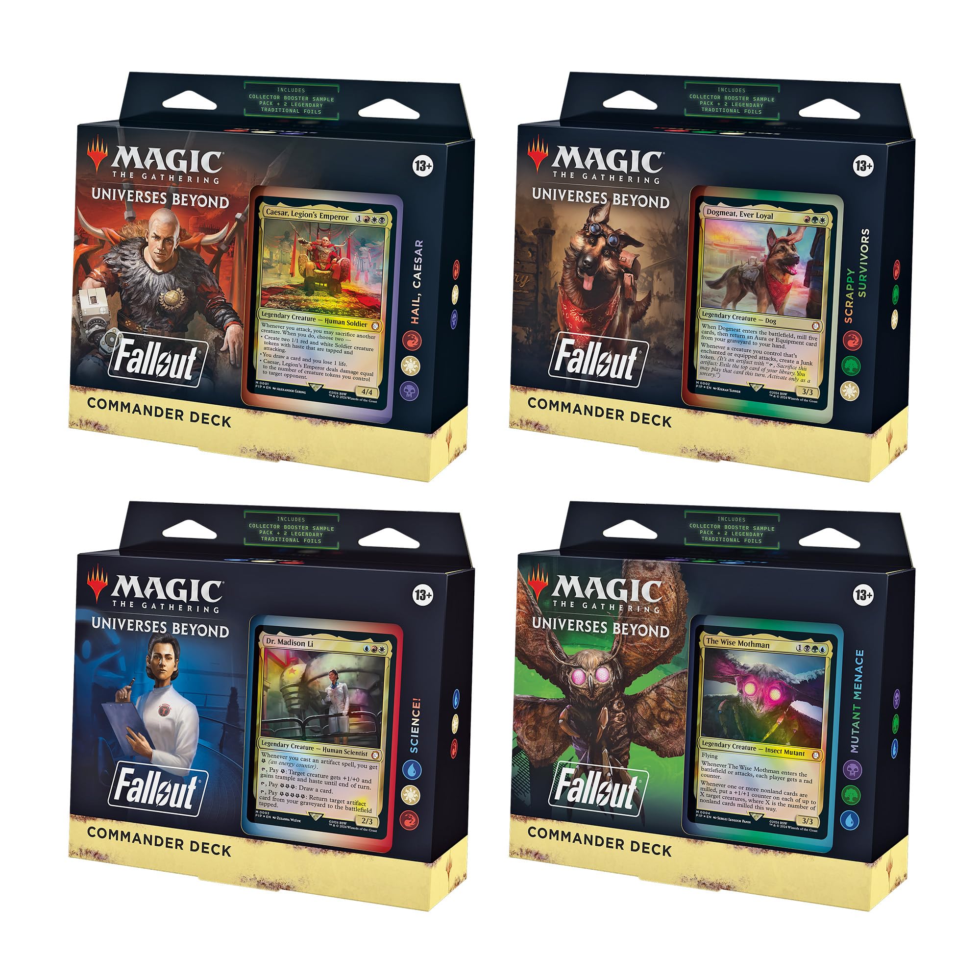 Magic: The Gathering Fallout Commander Deck Bundle – Includes All 4 Decks (1 Hail Caesar, 1 Scrappy Survivors, 1 Science!, and 1 Mutant Menace)