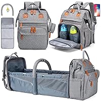 Diaper Bag Backpack, Large Baby Diaper Bags for Boys Girls, Baby Bag with USB Charging Port, Multifunction Waterproof Travel Back Pack for Moms Dads, Grey