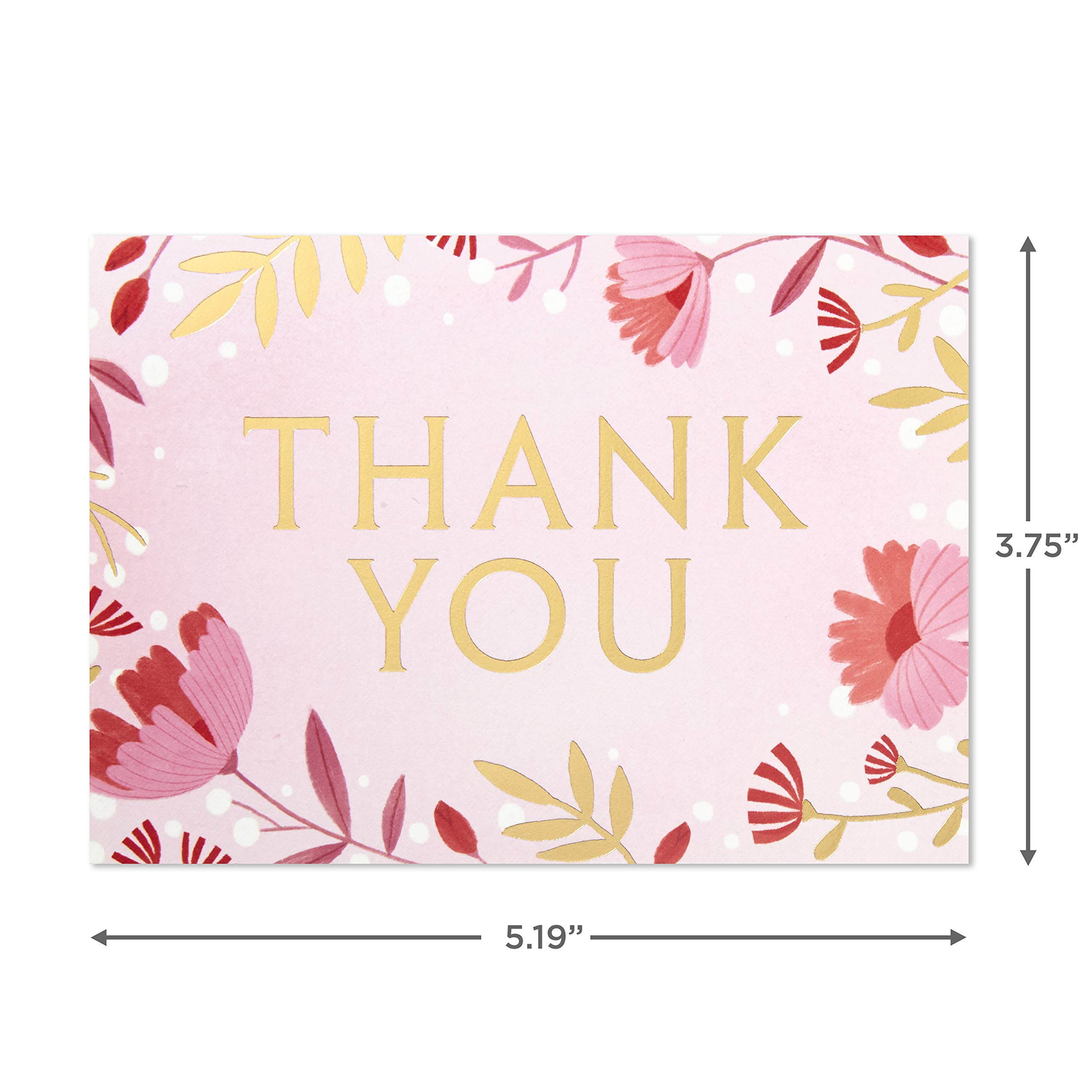 Hallmark Wedding, Baby Shower, Bridal Shower Thank You Cards (Pink Flowers, 40 Thank You Notes and Envelopes)