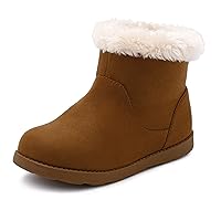 Girls & Toddler' Faux Fur Shearling Style Boots, Girls Warm Winter Flat Non-Slip Zip Snow Boots for Indoor Outdoor(Toddler/Little Kid/Big Kid)