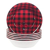 Certified International Red Buffalo Plaid Melamine All Purpose Bowls, Set of 6, Multicolor