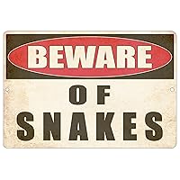 Rogue River Tactical Funny Sarcastic Metal Tin Sign Wall Decor Man Cave Bar Yard Wall Warning Beware of Snakes