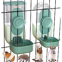 35oz Hanging Automatic Pet Food Water Dispenser, Auto Gravity Pet Feeder and Waterer Set, Cage Cat Food Bowl Dog Feeding Station for Puppy and Kitten Rabbit Chinchilla Hedgehog Ferret (Green)