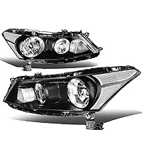 Auto Dynasty Halogen Model Factory Style Headlights Assembly Compatible With Honda Accord Sedan 4-Door 08-12, Driver and Passenger Side, Black Housing Clear Lens