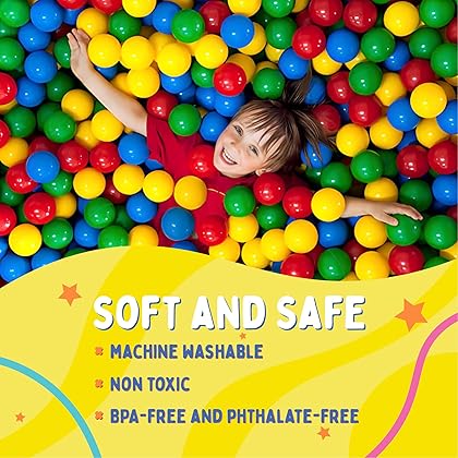 Playz 50 Soft Plastic Mini Ball Pit Balls w/ 8 Vibrant Colors - Crush Proof, Non Toxic, Safe Assorted Bulk Plastic Balls for Toddler, Baby & Kids Playpen, Play Tents Indoor & Outdoor Playtime Fun