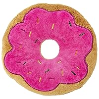 6 Inch Plush Pet Toy Sprinkled Strawberry Donut with Squeaker Dog Chew Toy