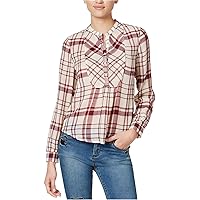 Lucky Brand Women's Plaid Peasant Top