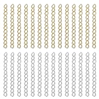 Mulutoo 200 Pcs Chain Extender for Jewelry Making,Bracelet Twist Chain Extender Chain Extension Tails Necklace Extension Chain for Jewelry Making Necklaces Bracelet,Anklets(Silver and Gold),70mm x 4mm