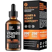 Vitamin D3 + K2 Supplement Drops – Liquid Vitamin D & MK7 with Coconut Oil – Boosts Calcium for Bone Density – Heart Support and Immune Wellness – High Absorption Formula - Made in USA – 2 fl oz