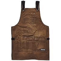 Waxed Canvas Work Shop Apron For Men, Wood Workers Apron, Adjustable Construction or Craftsman Shop Apron with Utility Pockets and Tool Loop