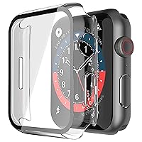Misxi 2 Pack Hard PC Case with Tempered Glass Screen Protector Compatible with Apple Watch Series 9 (2023) Series 8 Series 7 41mm, Ultra-Thin Scratch Resistant Cover for iWatch, Transparent