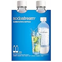 SodaStream Dishwasher Safe 1L Classic DWS Carbonating Bottle White (twinpack), (Pack of 2)