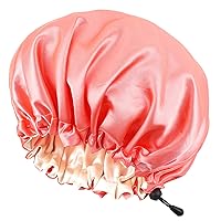 Satin Sleep Cap,Double-Sided Adjustable Sleep Bonnet,Bonnet Cap for Sleep (Coral)