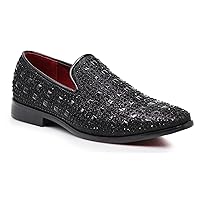 SPK11 Men's Vintage Fashion Rhinestone Designer Dress Loafers Slip On Shoes Classic Tuxedo Dress Shoes