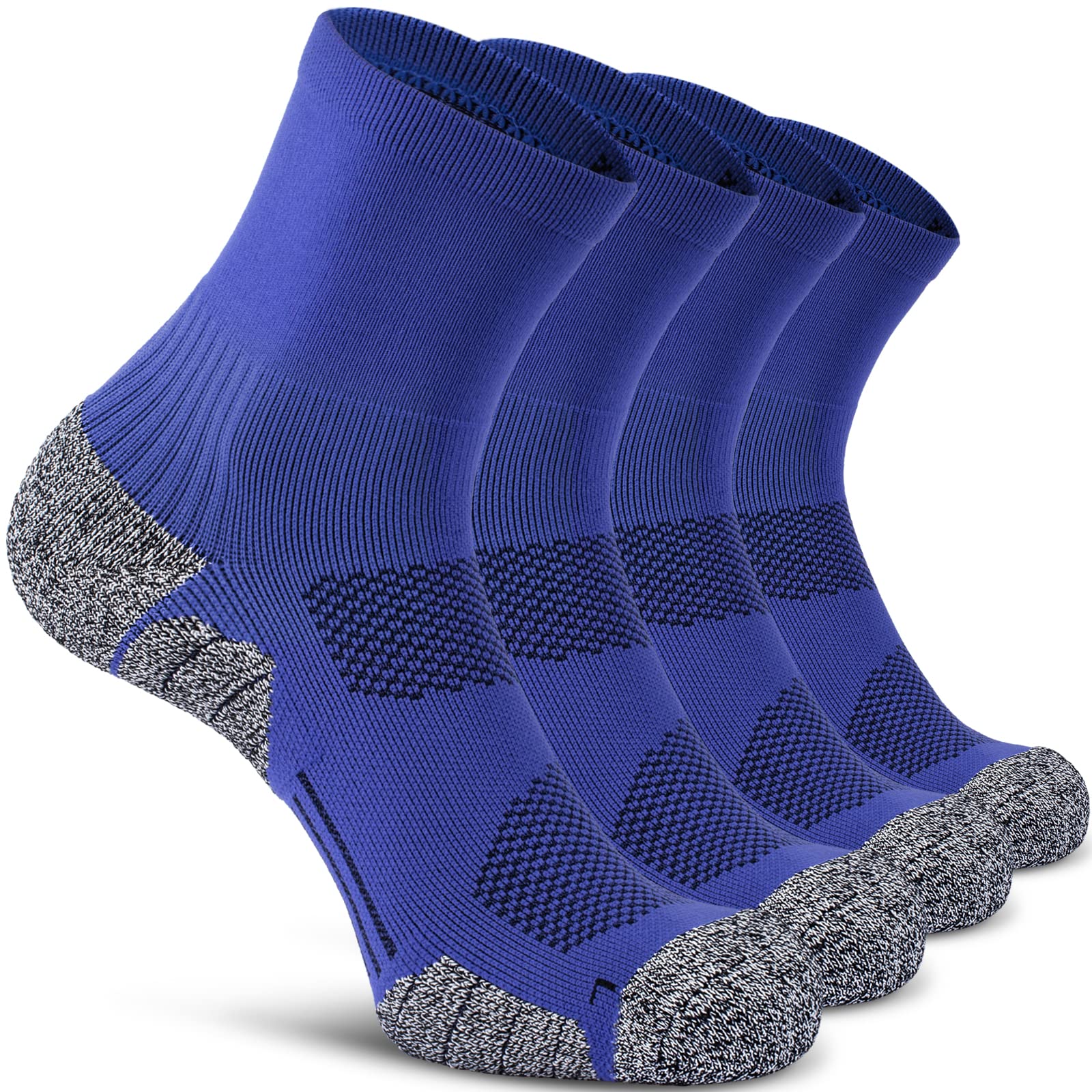 CWVLC Compression Athletic Quarter Socks Cushioned (4-Pair) for Men Women Kids