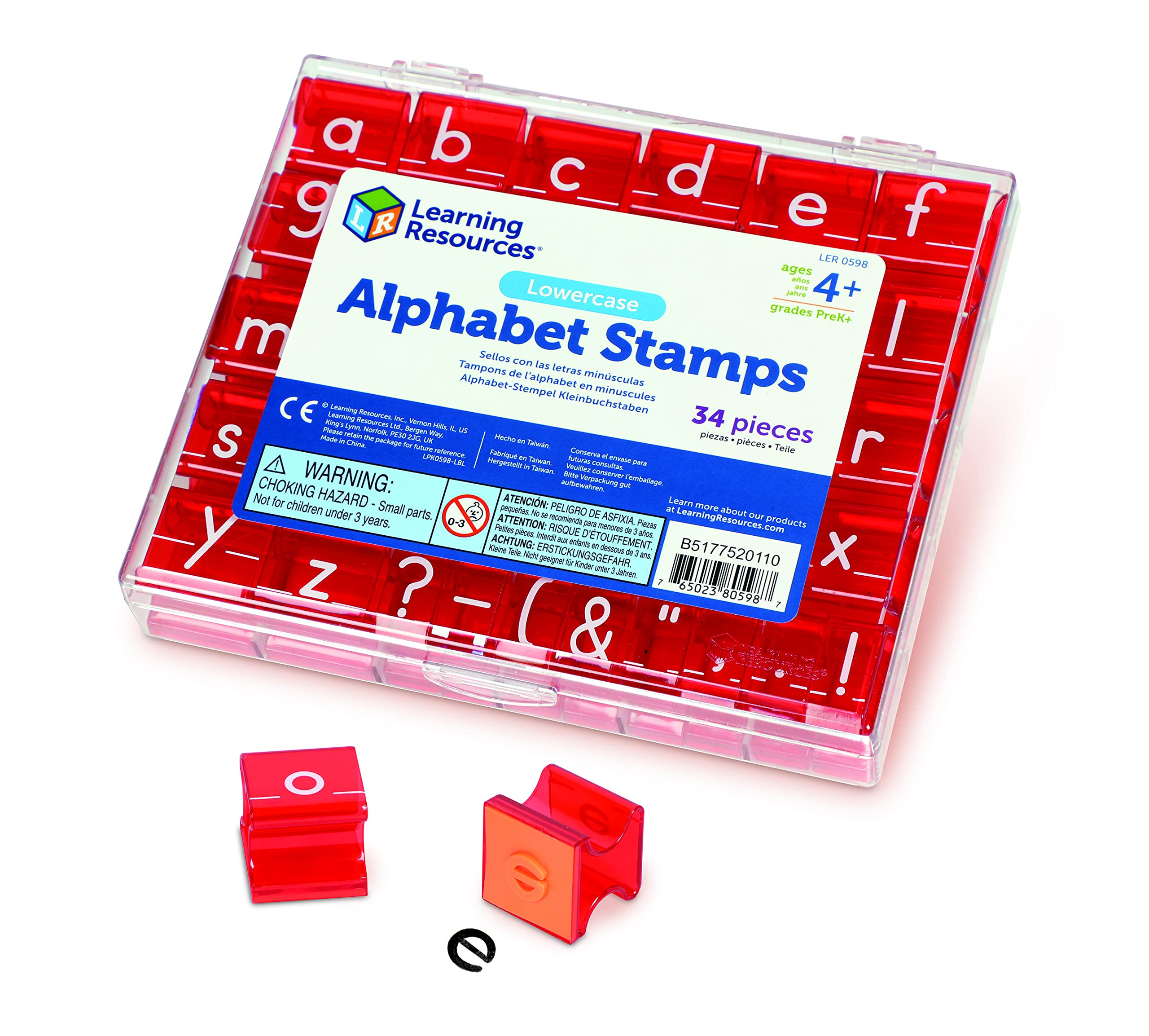 Learning Resources Lowercase Alphabet Stamps - 34 Pieces,Ages 4+, Teacher Stamps, Letter Stamps for Kids, Classroom and Teacher Supplies, ABC Stamps,Letter Stamps for Kids,Back to School Supplies