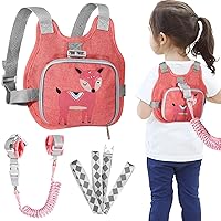 Toddler Harness Leash + Anti Lost Wrist Link, Accmor Kids Harnesses Children Leashes for Girls, Cute Deer Baby Walking Holder Anti-Lost Bracelet Strap Tether for Outdoor Keep Kids Close (Pink)
