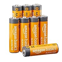 Amazon Basics 8-Pack AA Alkaline High-Performance Batteries, 1.5 Volt, 10-Year Shelf Life