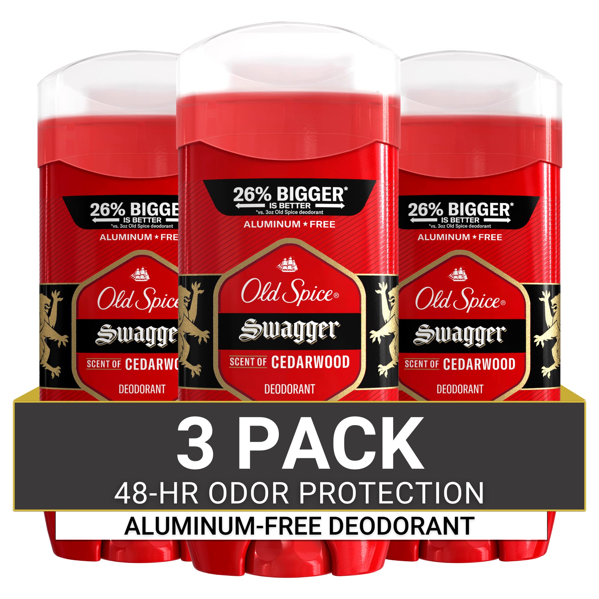 Old Spice Aluminum Free Deodorant for Men, Swagger Scent, 3.8oz Pack of 3