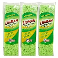 Libman Scrubster Mop Refill Pack, Three #3105 Refills Extra-Absorbent, Cellulose Coated Sponge Replacement Heads for The Libman Scrubster Mop, 3 Pack