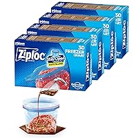 Ziploc Quart Food Storage Freezer Bags, Stay Open Design with Stand-Up Bottom, Easy to Fill, 30 Count (Pack of 4)