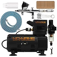 NO-NAME Brand. Airbrush Kit with Cool Rooty Compressor, Dual Action Airbrush Kit for Art, Tattoo, Cake Decorating, Makeup, Nail Art, and Model Painting (BD-180K With Compressor)