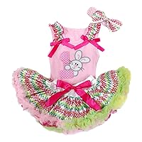 Easter Rabbit 1st Top Rainbow Chevron Pettiskirt Baby Girl Clothing Set Nb-12m