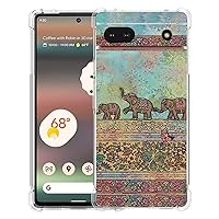 Pixel 6a Case, Tribal Elephants Pattern Drop Protection Shockproof Case TPU Full Body Protective Scratch-Resistant Cover for Google Pixel 6a