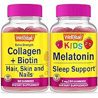 Collagen+Biotin + Melatonin Kids, Gummies Bundle - Great Tasting, Vitamin Supplement, Gluten Free, GMO Free, Chewable Gummy