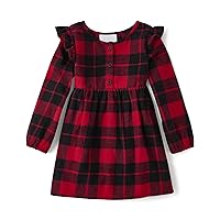 The Children's Place Baby Girl's and Toddler Short Sleeve Fashion Dress, Red Plaid, 3T