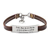 Yiyang Christian Gifts Leather Bracelet for Women Teens Inspirational Faith Bible Verse Religious Jewelry Christmas Birthday Baptism Gift for Women Girls