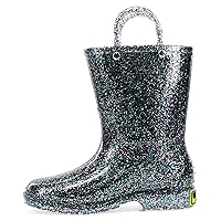 Western Chief Girl's Glitter Waterproof Rain Boot with Easy Pull on Handles, Perfect Lightweight Rain Boots for Kids