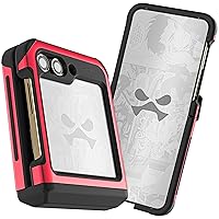 Ghostek ATOMIC slim Samsung Galaxy Z Flip 5 Case Clear with Red Aluminum Metal Bumper Premium Rugged Tough Heavy Duty Shockproof Protection Phone Covers Designed for 2023 Samsung Z Flip5 (6.7in) (Red)