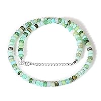 Natural Peruvian Peru Opal Beaded Necklace 925 Sterling Silver 4mm Opal Necklace Jewelry