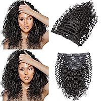 Loxxy Kinky Curly Clip in Human Hair Extensions 3B 3C Kinky Clip Ins Nutural Black Color 8A Afro Kinkys Curly Hair Extensions Clip For Black Women In Double Wefts Real Remy Hair,120G,10 Inch