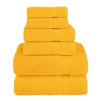Elegant Comfort Premium Cotton 6-Piece Towel Set, Includes 2 Washcloths, 2 Hand Towels and 2 Bath Towels, 100% Turkish Cotton - Highly Absorbent and Super Soft Towels for Bathroom, Squash