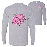Crush Cancer Breast Cancer Awareness Front and Back Mens Long Sleeves