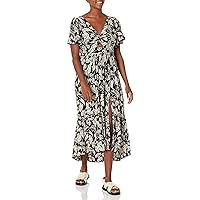 Angie Women's Flutter Sleeves Triangle Cutout Printed Dress
